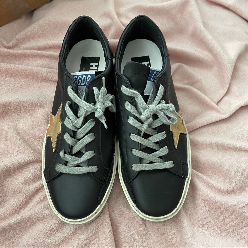 Golden Goose Black Hi Star Sneakers with Gold Star | US Size 7 - Picture 6 of 16